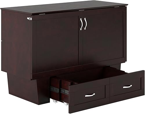 Miniatura 11 de AFI, Monroe - Cómoda de cama matrimonial Murphy con colchón de 6 pulgadas, cajón de almacenamiento y cargador USB integrado, color espresso