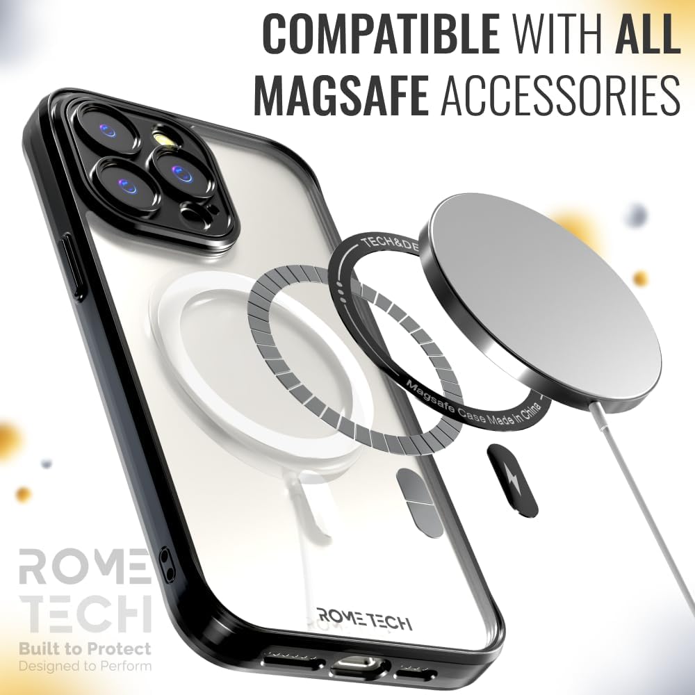 Rome Tech Clear Case Compatible with MagSafe for iPhone 14 Pro Max (2022) - Slim and Rugged Fit Thin Shockproof Case Compatible with Magsafe Devices - Clarity