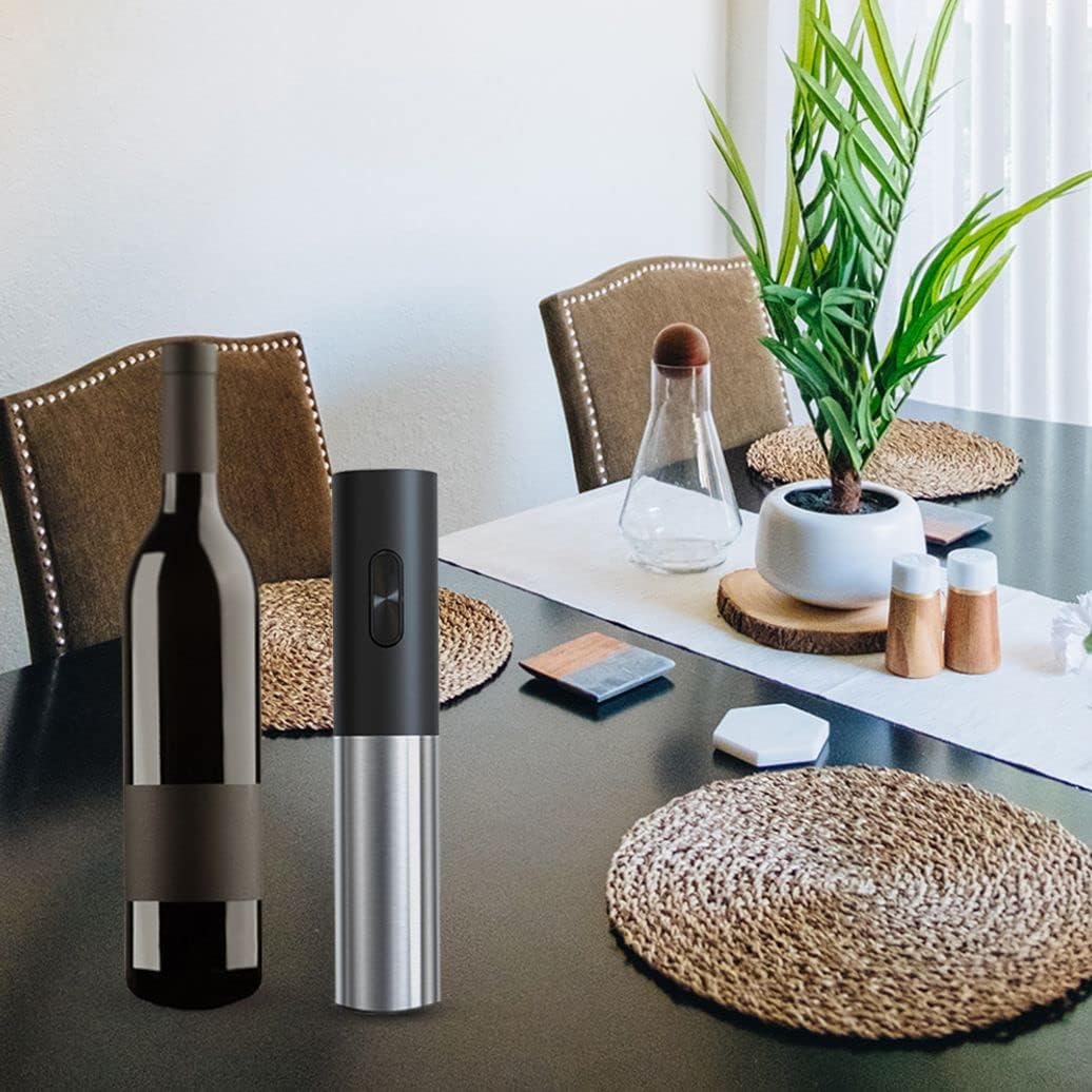 Electric Wine Bottle Openers Set - Automatic Corkscrew Opener Battery Powered Motorized Cordless Puller Combo, Electric Wine Bottle Corkscrew Opener with Foil Cutter (Black, 2 PCS)