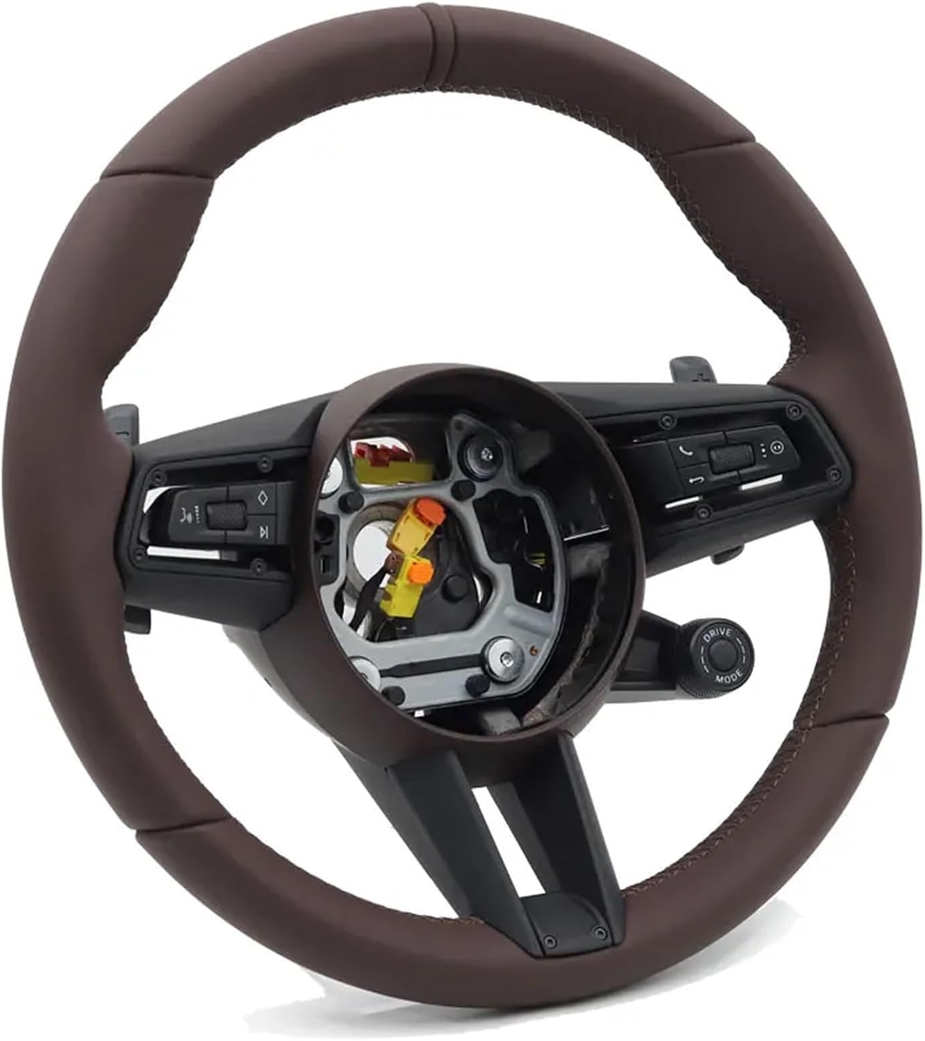 Car Brown Nappa Leather Steering Wheel Fit For Porsche Cayenne Cayman Boxster Panamera 718 911 991 992 970 997 Accessories(As show)