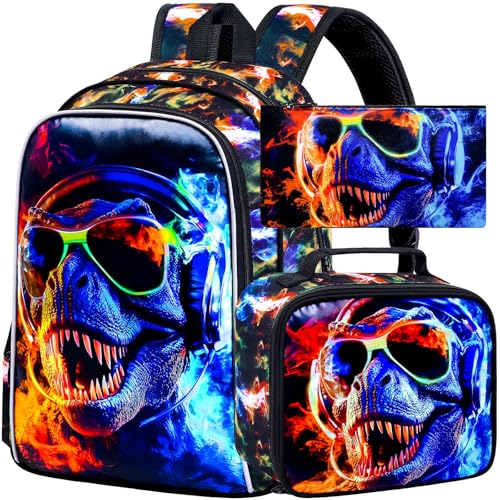TXHVO 17" Dinosaur Backpack & Lunch Box Set for Kids