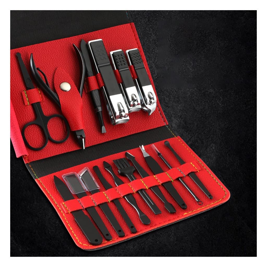 Set de cortaúñas con Estuche, Lima, Limpiador de oídos, Kit de pedicura, Cuidado de cutículas, Herramienta portátil para Viajes y Dormitorio.