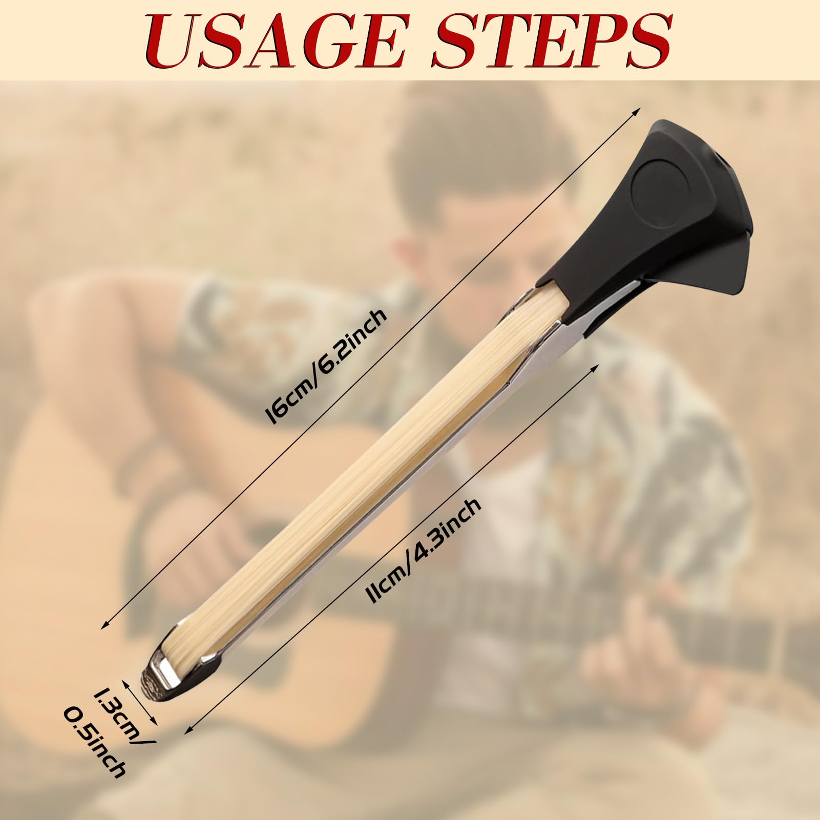 Amycute Bogen für Gitarre, Guitar Bow mit Kolophonium, Doppelseitiger Gitarrenbogen mit Integriertem Plektrum, Mehrzweck-Zupfsaiten-Werkzeug, Geschenk für Gitarrenliebhaber.
