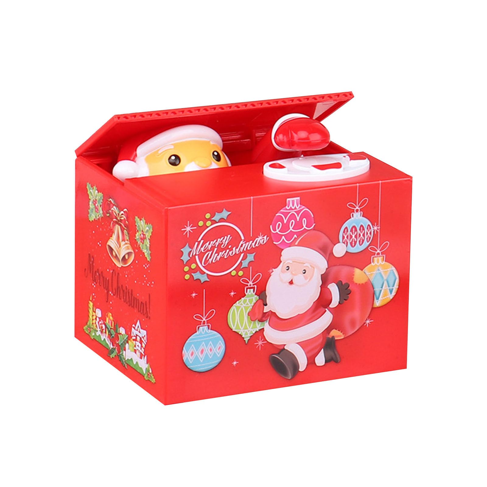 Santa Saving Money Box, Cute Cartoon Christmas Saving Money Box, Musical Mischief Santa Stealing Coin Piggy Bank Coin Storage Pot for Xmas Holiday Christmas Decorations Gift (A)
