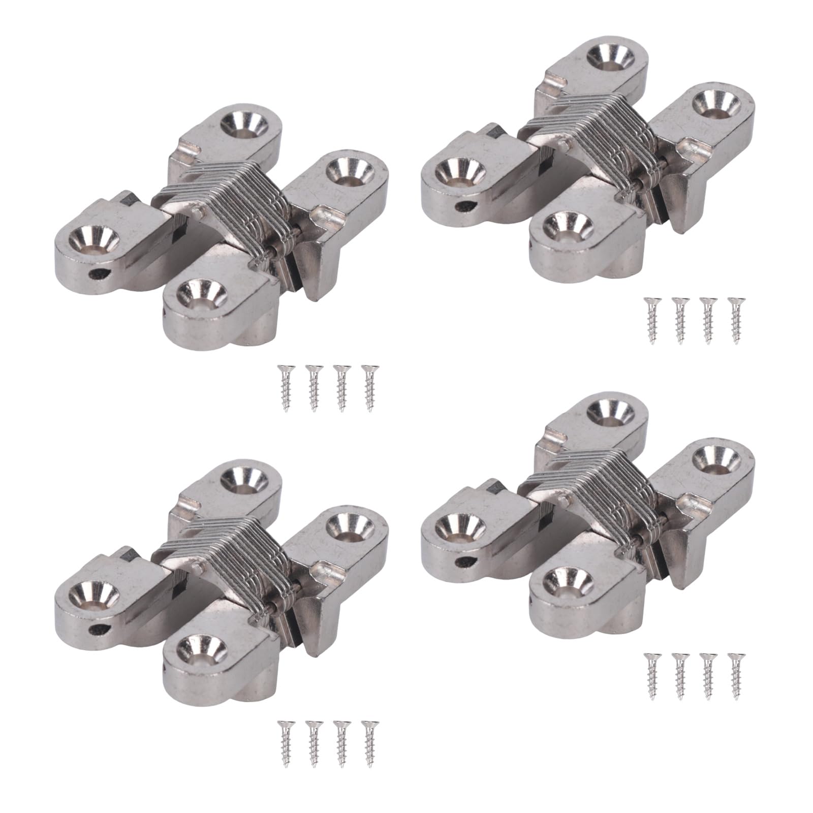 Yanzunlrn Silver 4X Invisible Hinge For Screen Door Stainless Steel Concealed Hinge For Folding Door And Table Flap Modern Home Decoration Invisible Rustproof