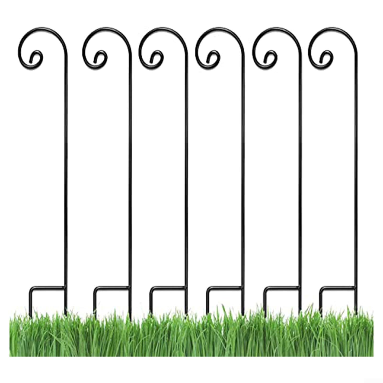 FACAIIO Lot de 6 crochets de berger en fer de 1,2 m de haut, cintres de jardin noirs pour mangeoires à oiseaux, paniers, lanternes, décoration extérieure de cour