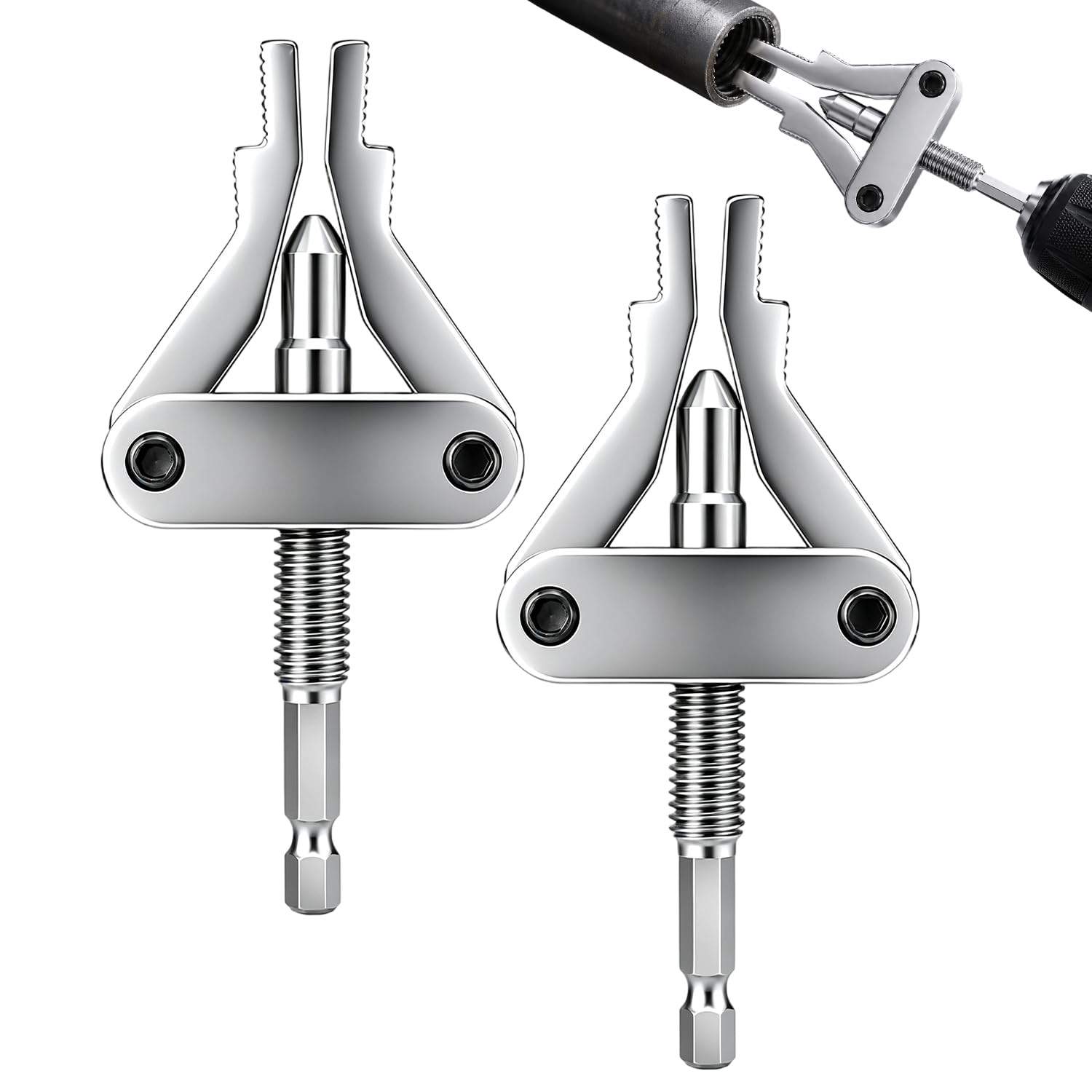 Broken Pipe Extractor Tool, 2027 New Pipe Thread Extractor, Durable Shower Arm Extractor, Drill Powered Plumbing Extractor for 1/2, 3/4 and 1 Inch Broken Pipe Fittings (2)