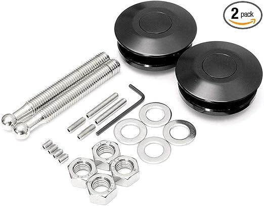 2Pack Quick Release Latch Universal 2.44in/62mm Diameter Universal Aluminum Alloy Push Button Quick Latch Hood Pins Lock Clip Kit for Auto Car Hood Pins Lock(2Pack Pro)