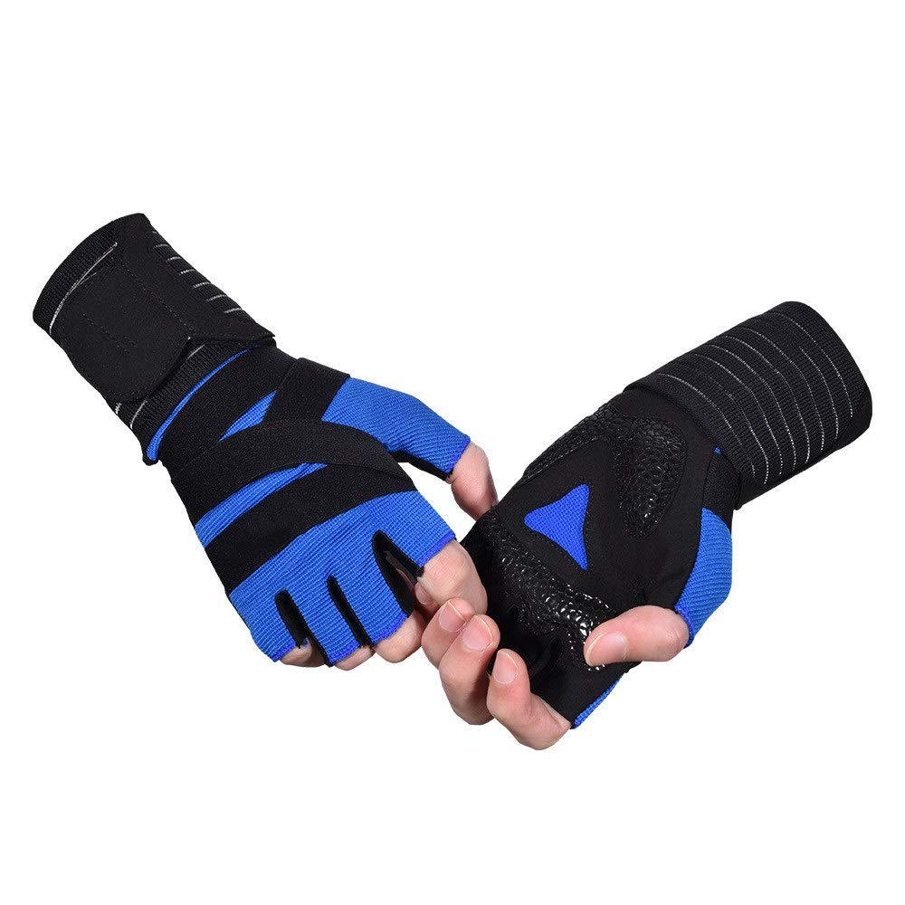 Guanti Antiscivolo per la Palestra Guanti da Palestra Unisex, Guanti da Cross Training(Blu,L/XL)