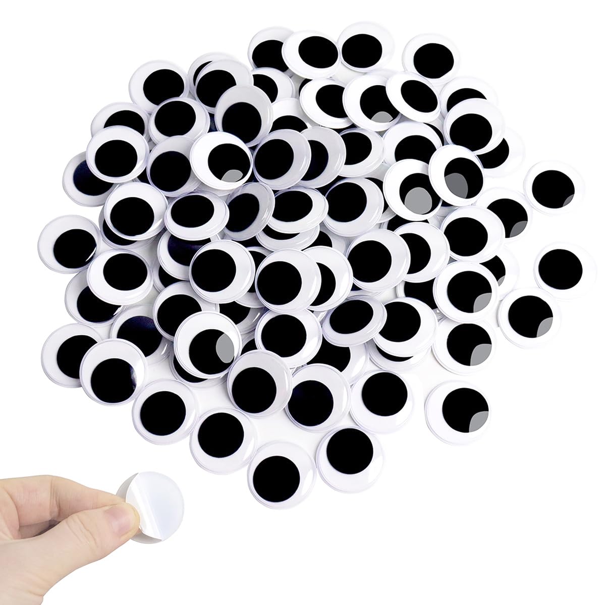 100 sztuk Wiggle Eyes, 3 cm Googly Eyes z samoprzylepnym, okrągłym tworzywem sztucznym, do tworzenia rękodzieła i dekoracji imprezowych, 100 szt
