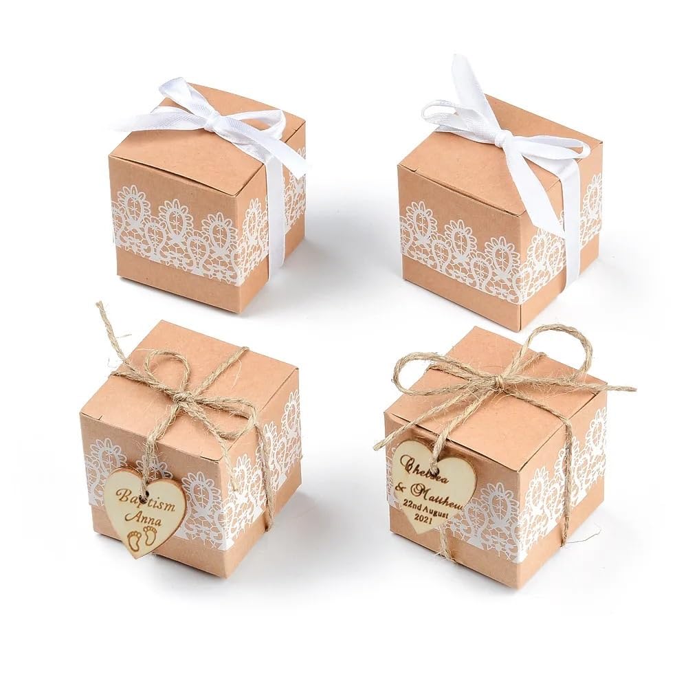 Sacchetti carta regalo kraft Scatole regalo Kraft 20/50/100 pezzi personalizzati creativi scatole regalo di caramelle di carta Kraft matrimonio festa di compleanno forniture di Natale sacchetto di car