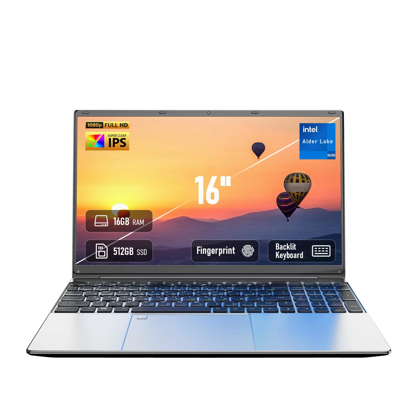 16" FHD IPS Laptop Computer - 16GB RAM 512GB SSD, Pentium N100(Beat to i3-1115G4, 4 Cores…
