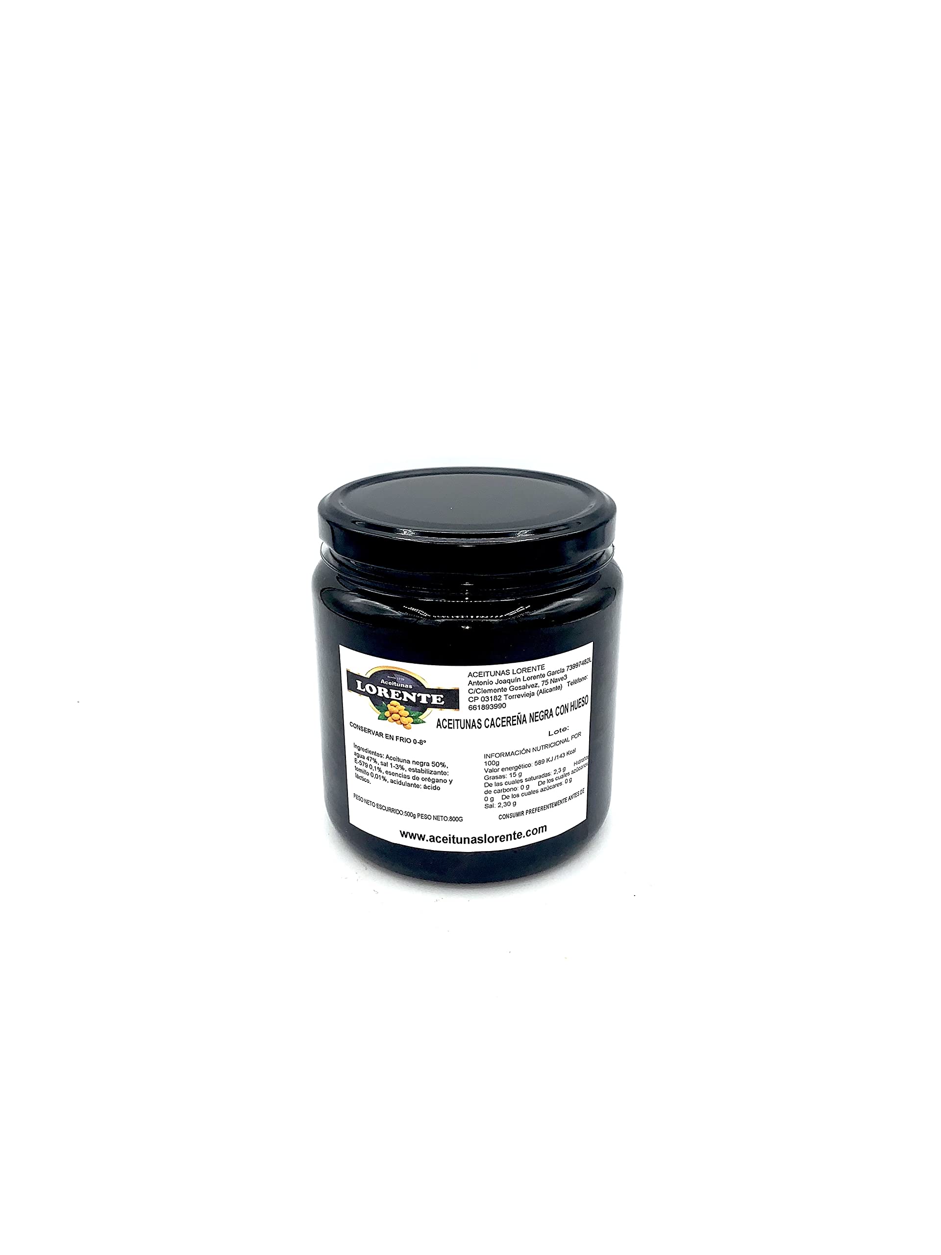 Aceitunas Cacereña Negra con Hueso (500 gr.)