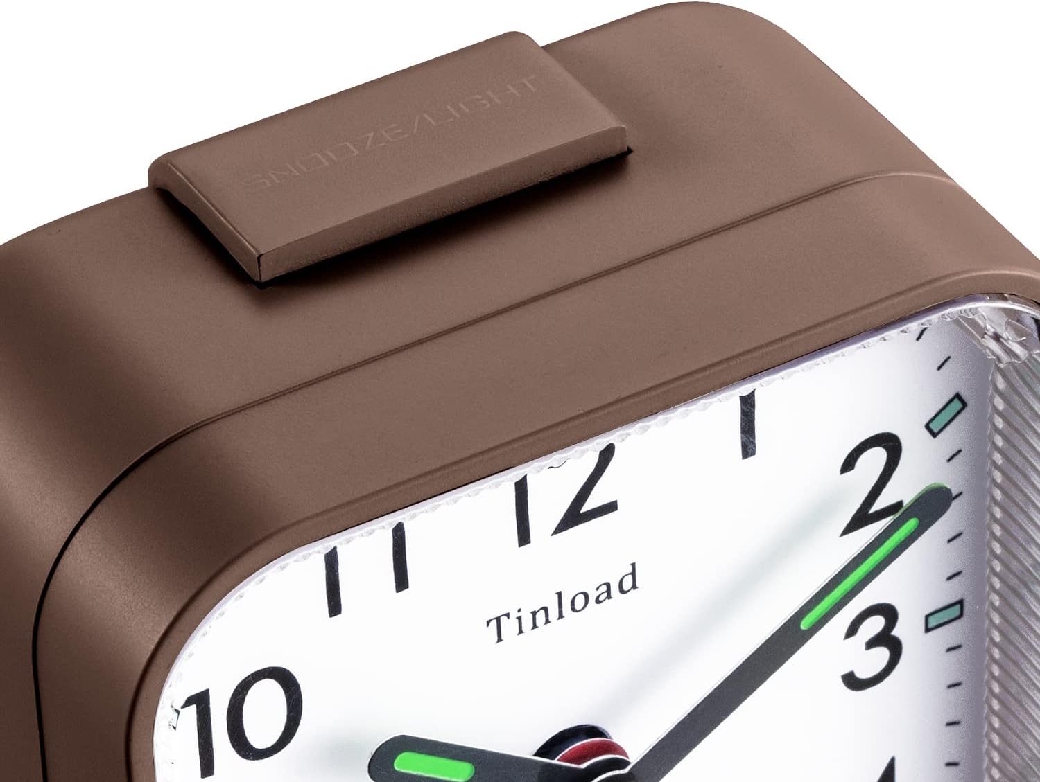 Tinload Small Battery Operated Analog Alarm Clock Silent Non Ticking, Ascending Beep Sounds, Snooze,Light Functions, Easy Set(Brown)