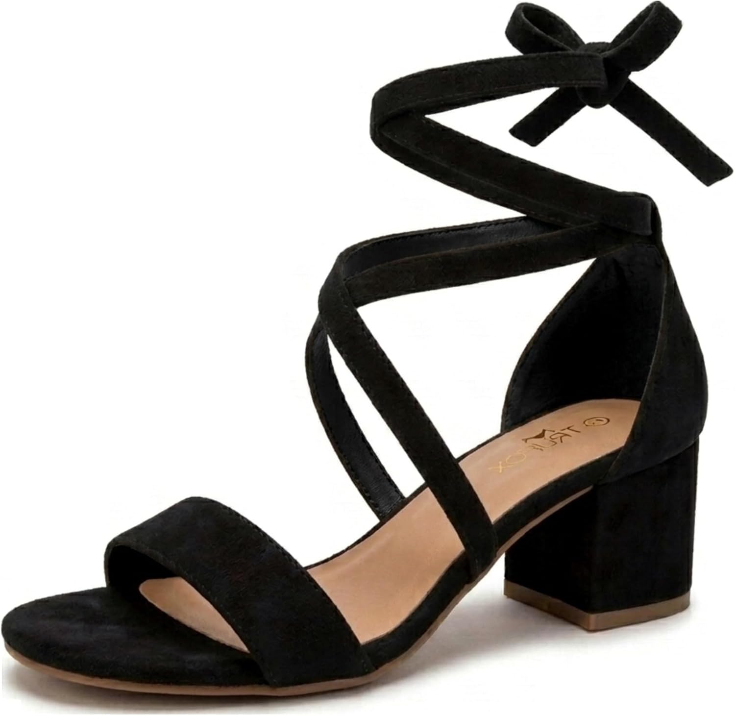 TruFox Wrap Around Comfort Low Block Heel Sandals Open Toe Strappy Tie Up