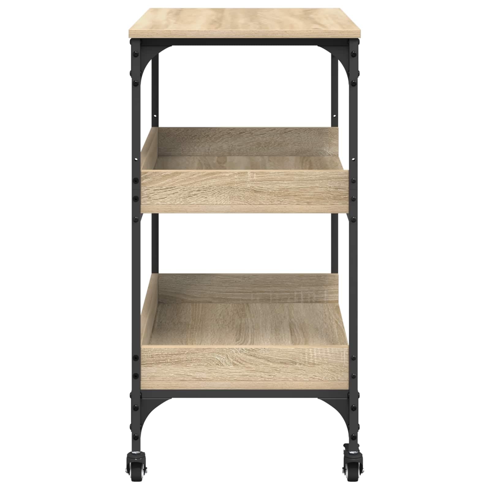 vidaXL Carrello da Cucina Rovere Sonoma 60 x 41 x 80,5 cm, Carrello cucina moderno, funzionale e resistente con tanto spazio, organizzatore per interni