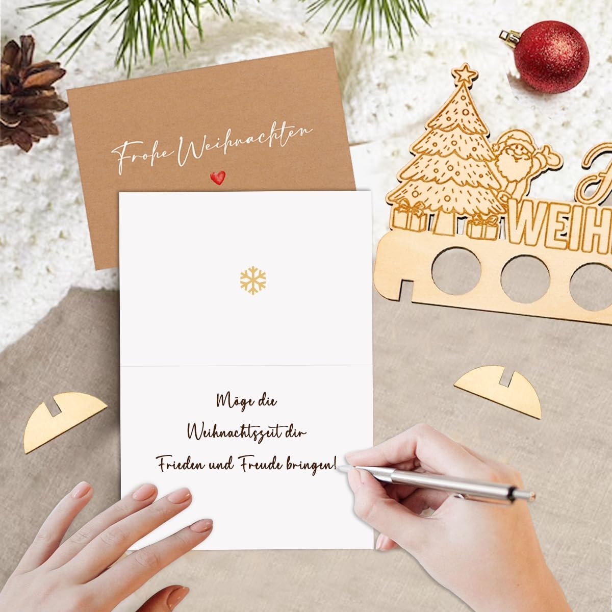 Carte De Vœux De Noël En Bois - Porte-Billets Décoratif Pour Cadeaux Argent, Idée Cadeau Créative - 6
