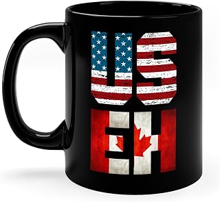USEH Canadian American Black Cup Funny Dual Citizen Coffee Mug Gifts USA Canada New Citizenship US EH