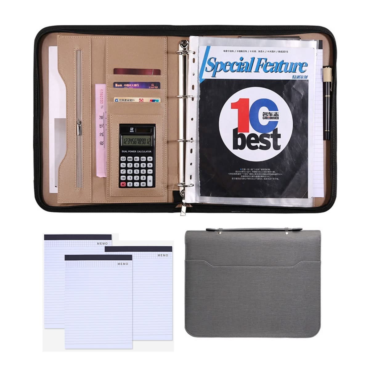 Folder pochette en cuir anti-panne d'organisation avec bloc rechargeable - 7