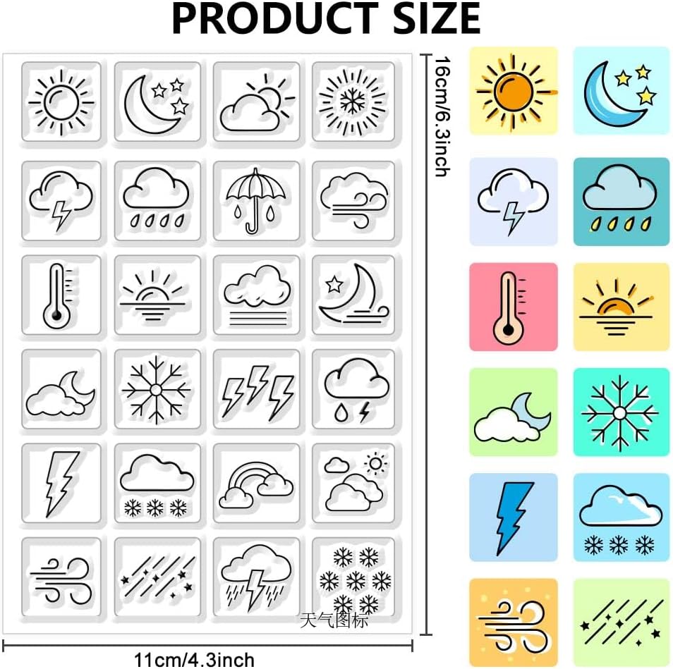 CHGCRAFT Weather Clear Stamps Transparent Silicone Stamp Mini Weather Silicone Seals Stamp for Calendar Planner Decoration and DIY Scrapbooking 6.3 x 4.3inch