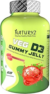 Naturyz Vegetarian Vitamin D3 Gummy Jelly for Adults & Kids, Tasty Vitamin D For Bone Health and Immunity, 60 Gummies (Str...