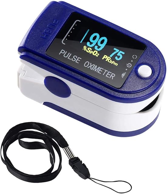 GVTECH Pulse Oximeter for finger Oxygen measuring device, finger oximeter measures oxygen saturation pulse frequency with OLED display