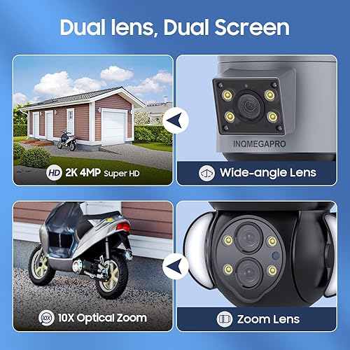 Miniatura 3 de Cámara de seguridad de 4MP para exteriores, zoom óptico 10X, cámara inalámbrica Wifi de doble lente, sistema de cámara de seguridad de 360