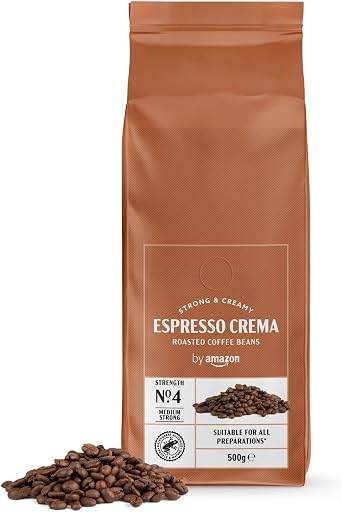 by Amazon Espresso Crema Light Roast Coffee Beans, 500g, Rainforest Alliance Certified