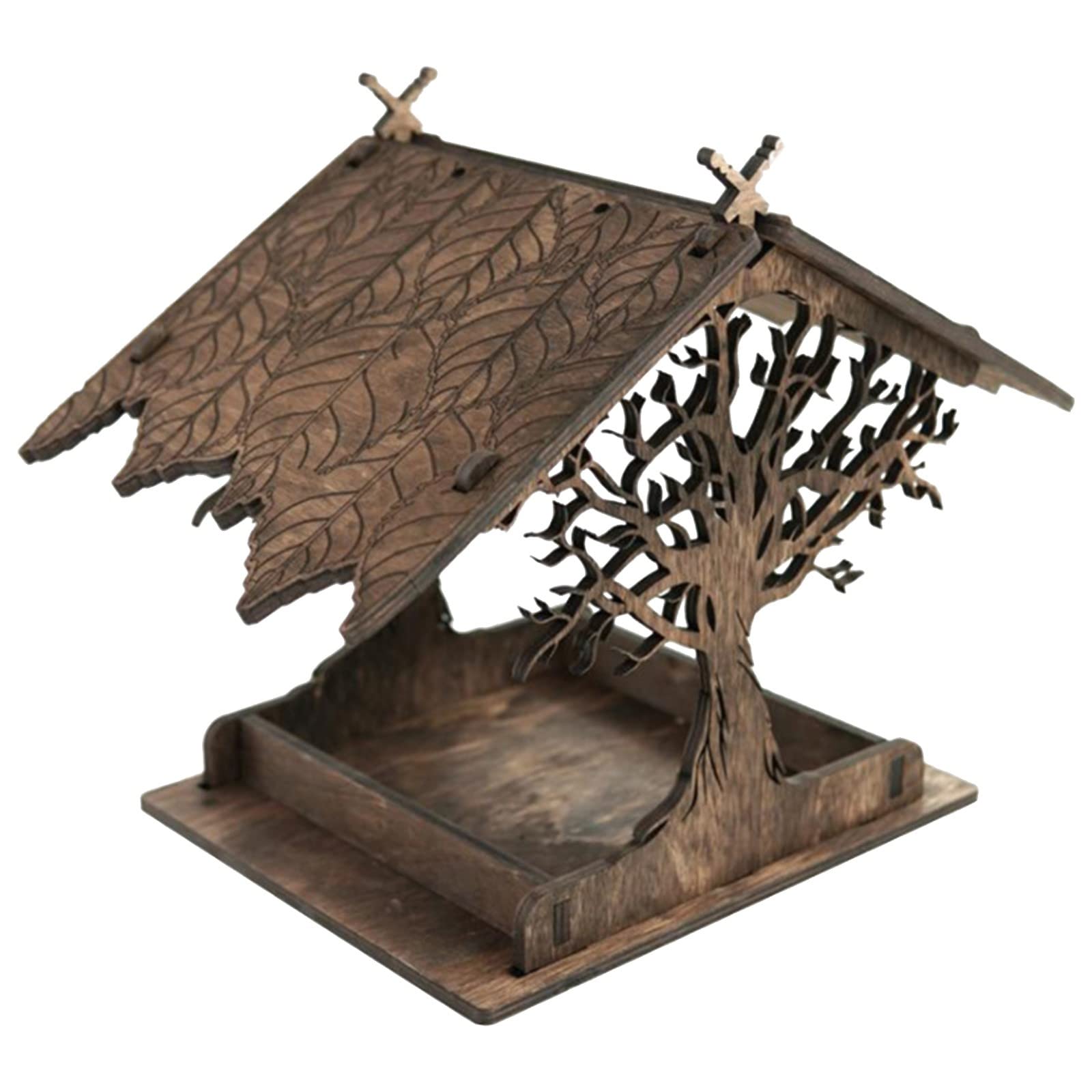 Comederos para pájaros para exteriores, comedero de pájaros rústico de madera de pie y colgante, casa de pájaros, alimentación de colibríes, hecha a mano, pagoda, casa de pájaros, buenas direcciones,