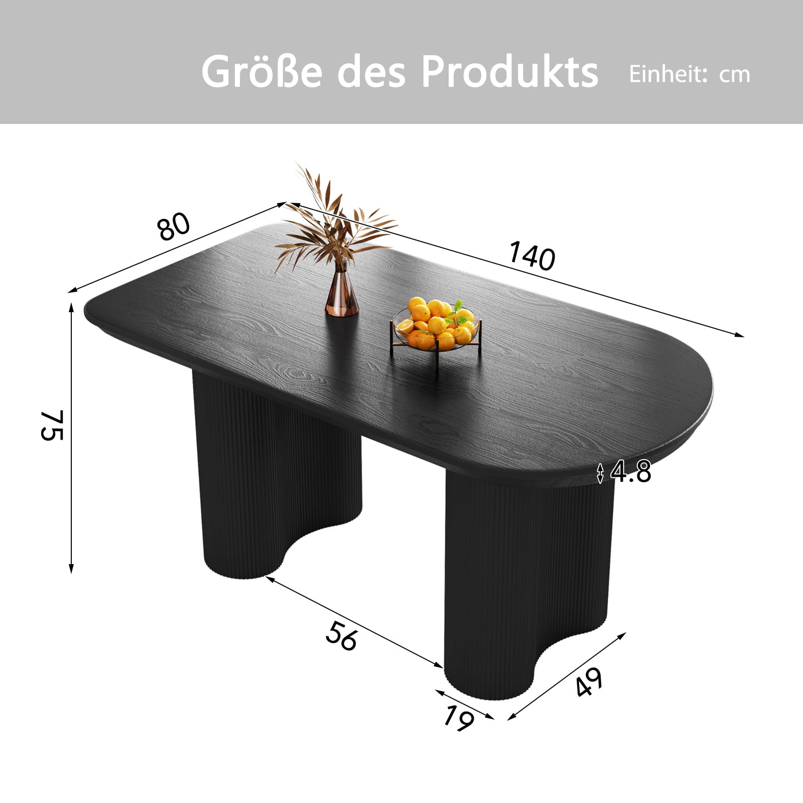 Miuuod Esstisch 160cm Weiß - Moderner Küchentisch Mit Wellenbeinen Für 4-6 Personen