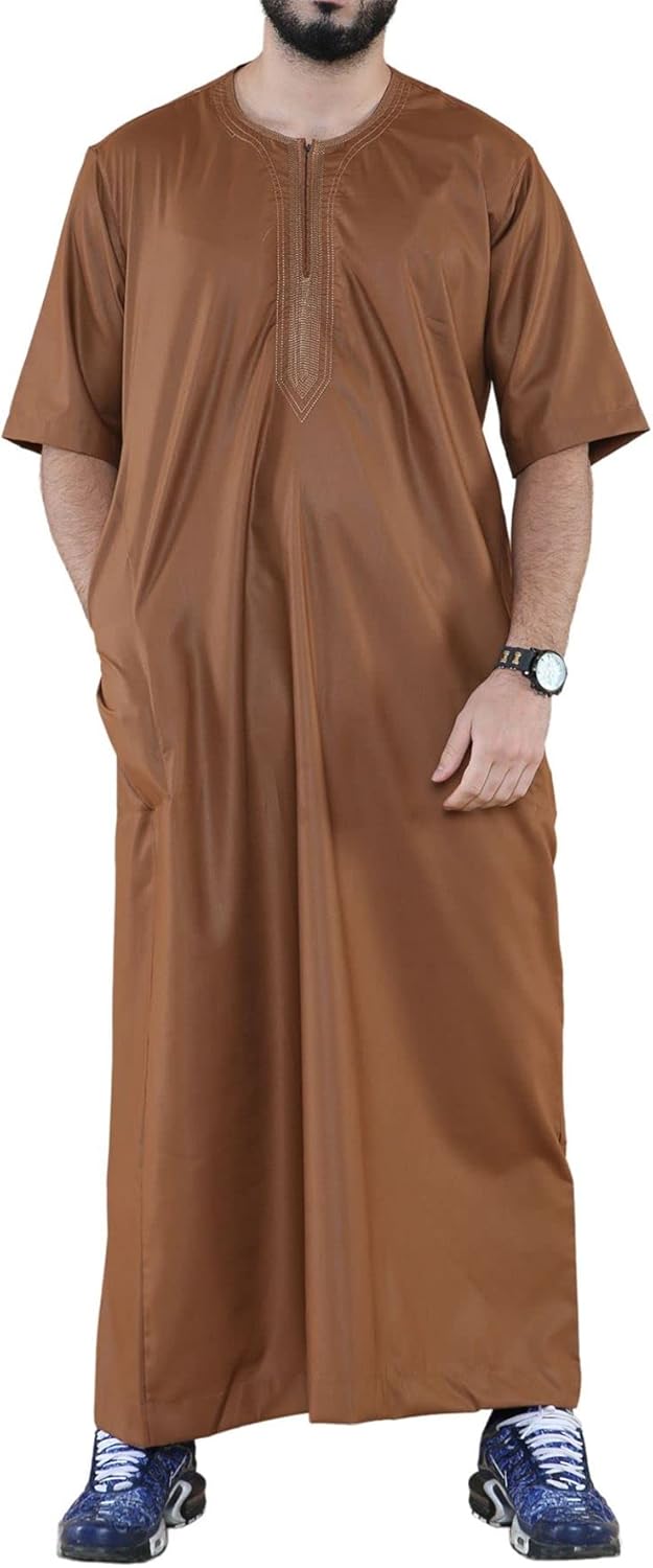 Mens Thobe Jubba Islamic Clothing Kaftan Half Sleeve Egypt Ubuy