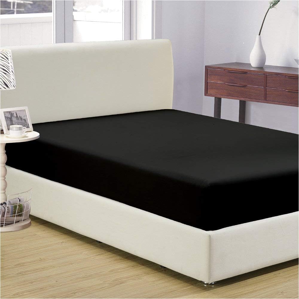 ForZzz Cozy 100% Natural Pure Cotton Black Fitted Sheet California-King Size / 400 TC Long Staple Combed Cotton Soft & Luxury/ Bed Sheets Fits Mattress 16 inch Deep Pocket for Home & Hotel