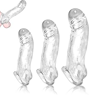 3 Sizes Penis Sleeves, Reusable Penis Sleeve Extender, Silicone Penis Extension, Odorless Cock Sleeve with Strap, Cock Enlarger, Male Penis Sex Toys, Dick Sleeves Set, Penis Sheath, Delay Ejaculation