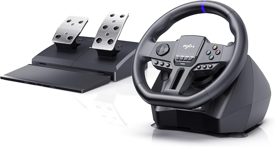 PXN PC Racing Wheel, V900 GEN2 Universal Usb Car Sim 270/900 Degree Race Steering Wheel with Pedals for PC, PS3, PS4, Xbox One, Xbox Series X/S, Switch | 270°/900° USB Sim Racing Wheel with Paddle Shifters & 2-Pedal, Vibration Feedback, APP Support & Pedal-Activated RGB Lighting