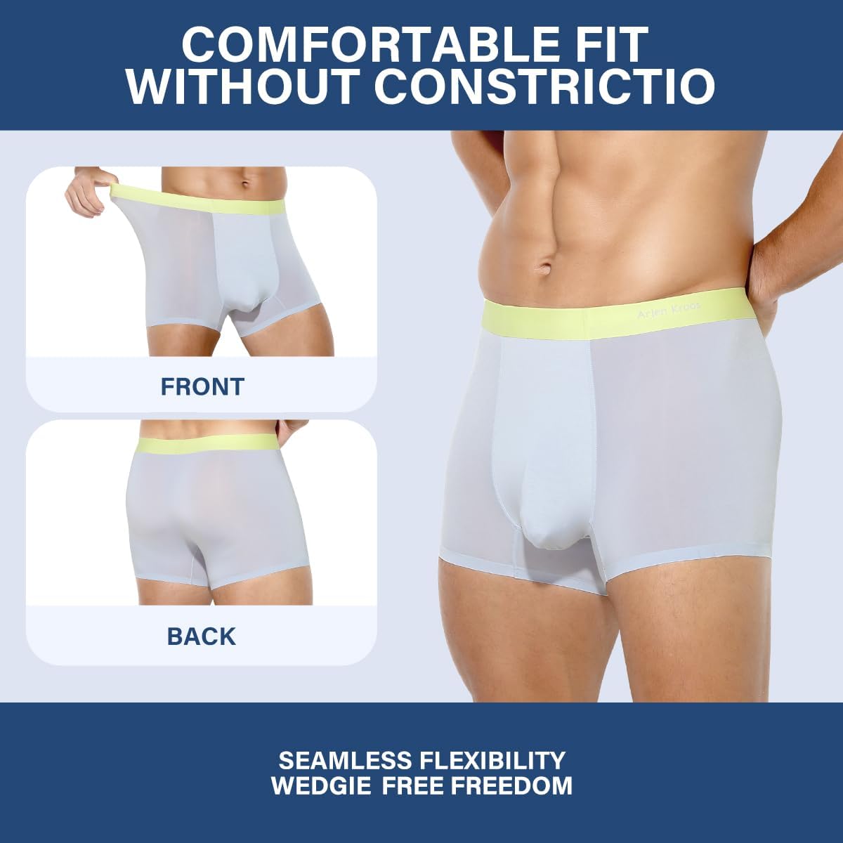 Arjen Kroos Men's Trunks Seamless Underwear Sexy Ultra-Soft Ice Silk Boxer Briefs with 3D Lined Pouch - Image 3