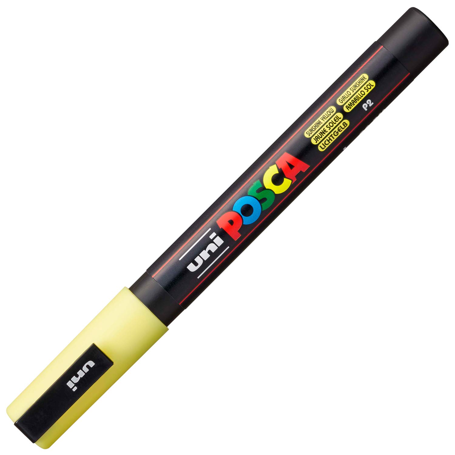 Faber-Castell uni-ball 186510 - Marcador POSCA con punta redonda fina, 0,9-1,3 mm de ancho de trazo, amarillo claro, amarillo