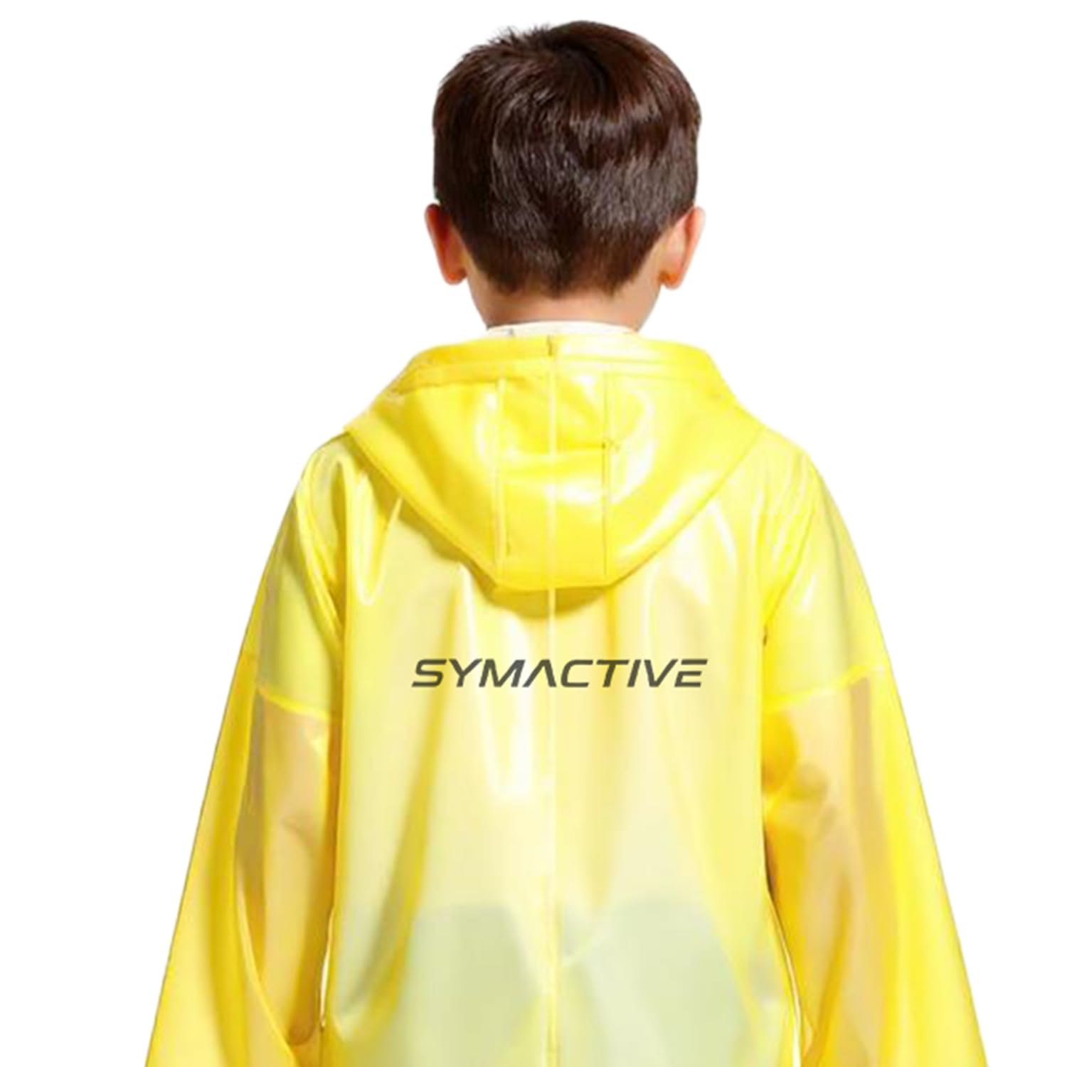 Amazon Brand – Symactive Reversible Double Layered Standard Length Hooded Raincoat with Pants for Kids (Unisex) | Waterproof | Elastic Cuffs | Age 09–10 Years | Yellow - Image 4 thumbnail