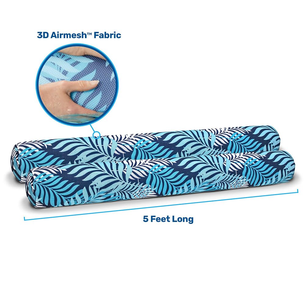 Aqua Oversized Aufblasbare Poolnudel - 2 Pack - Soft Mesh Jumbo Nudel Pool Float - Blau/Weiß Farn