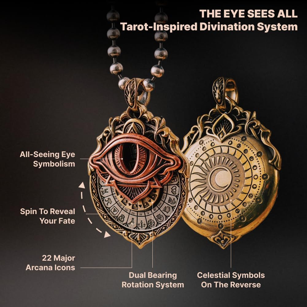 COPPERTIST.WU Tarot Vision Pendant - All-Seeing Eye Necklace, Rotating Tarot Divination Spinning Pendant, Fidget Anxiety Relief Necklace, Spiritual Gift image 5