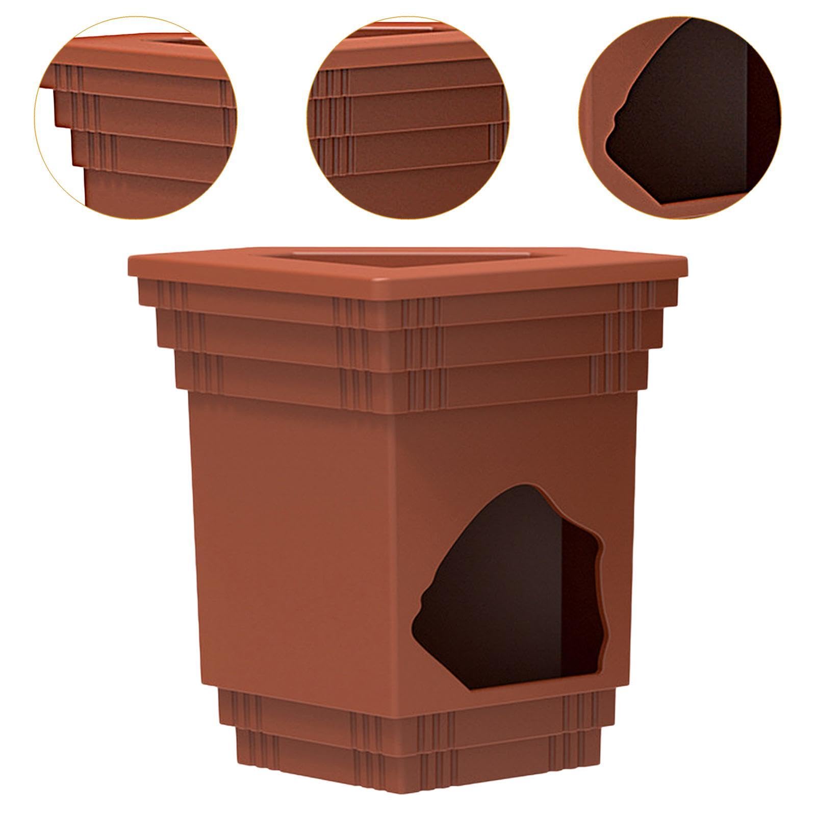 Reptile Hideout Shelter Hanging Building Ornament Humidifying Cave Terrarium Habitat for Leopard Gecko Turtle Aquarium Decor, Brown