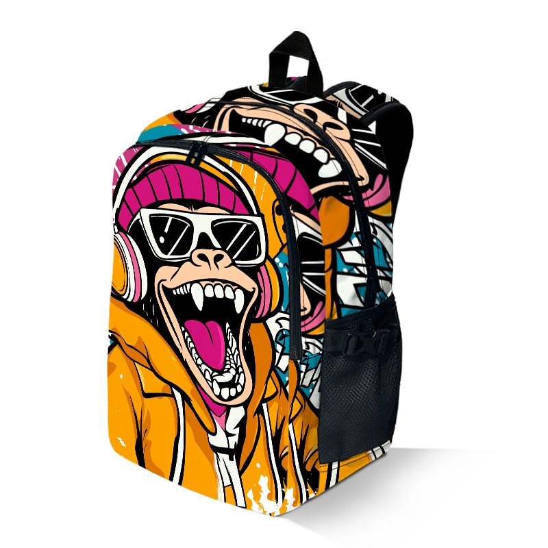 Xzyopcwx Mochila DJ Gorilla com alças ajustáveis Mochila multifuncional para laptop, viagens, caminhadas e uso diário