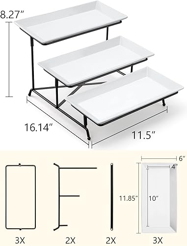 Miniatura 2 de Yedio Platos de porcelana de 14 pulgadas Yedio Bandeja para servir de 3 niveles
