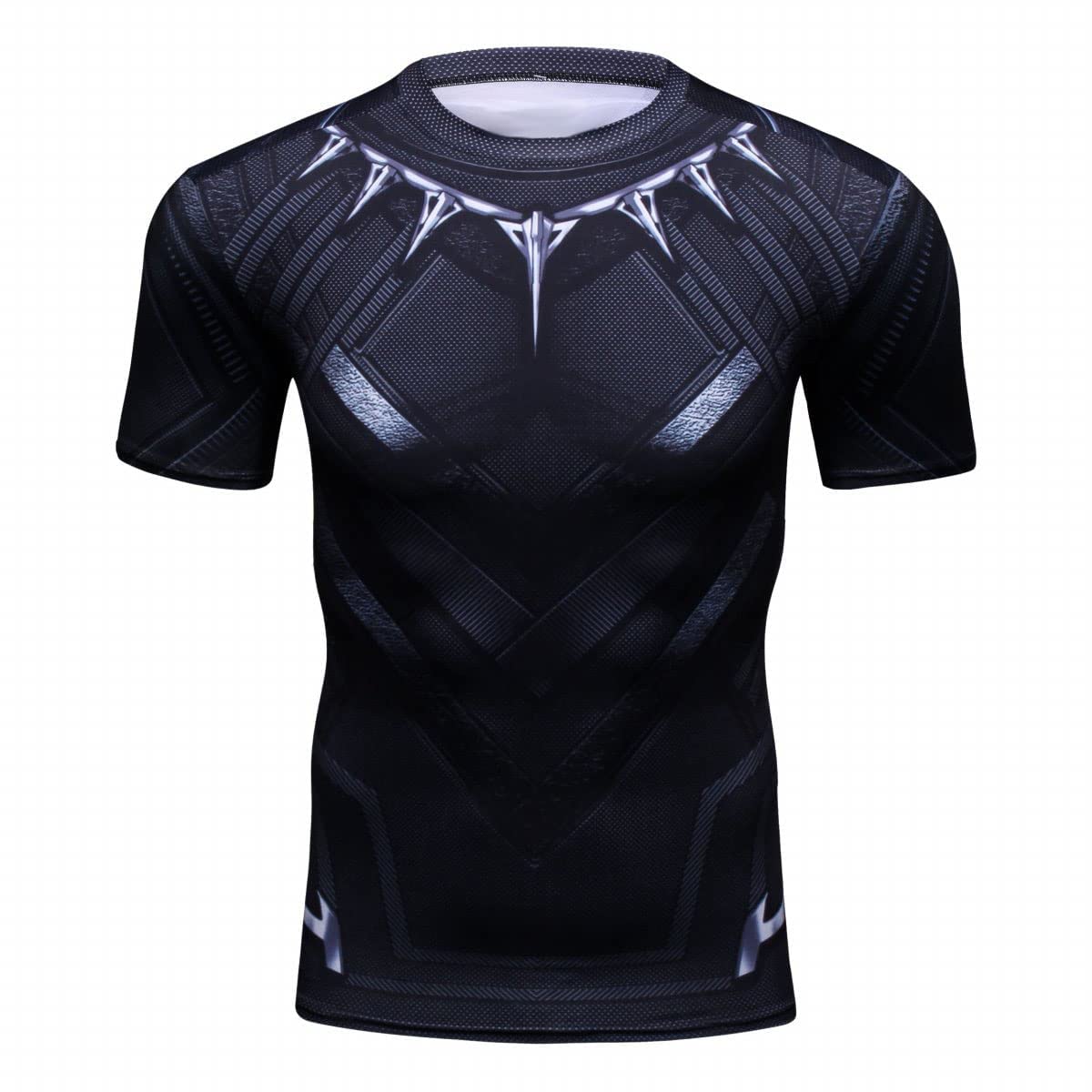 Red PlumeMen's Compression Shirt Short Sleeve Printing Cool Dry T-Shirt Running Sports Baselayer Tee