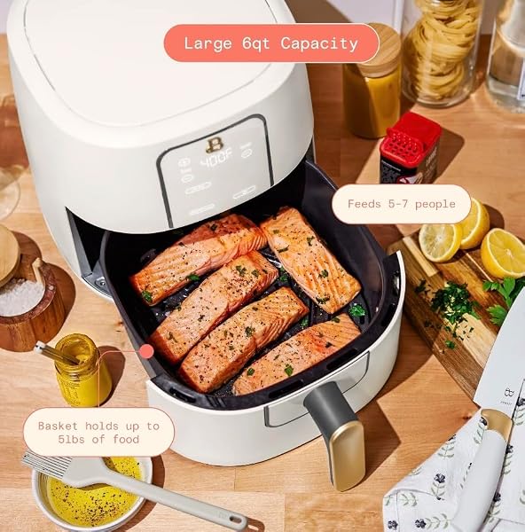 Beautiful 6 Qt Air Fryer with TurboCrisp Technology, White Icing - 2