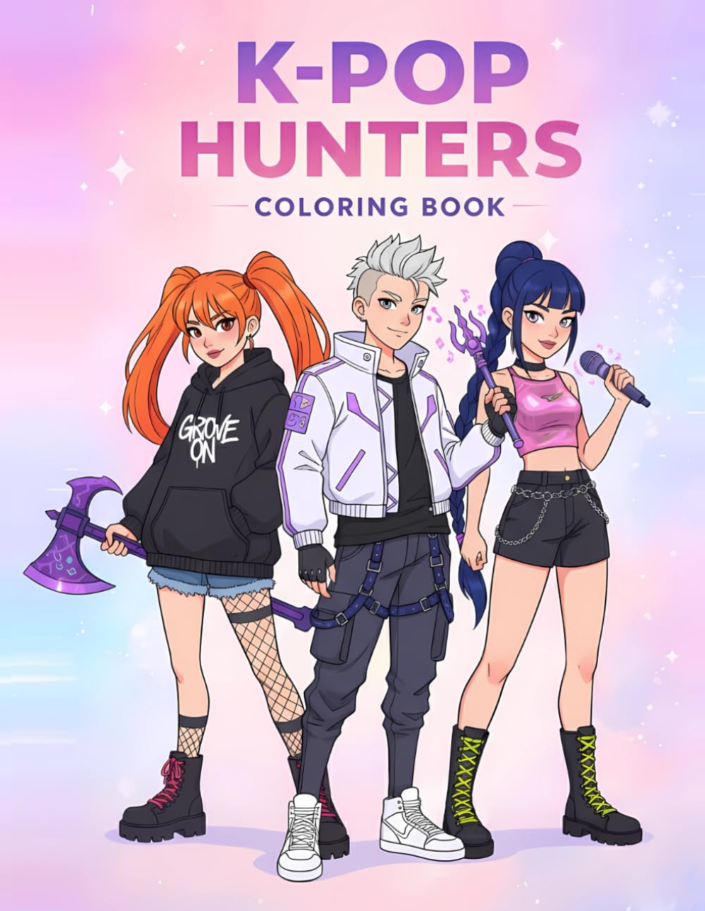 K-Pop Hunters Coloring Book: 110 Cute Idol Inspired Fantasy Pages Where Music Battles Darkness