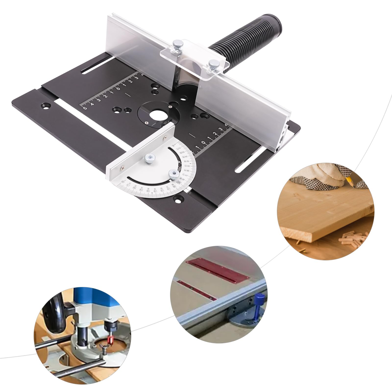 Router da tavolo, in lega di alluminio, fresa per legno, router da tavolo, piastra per pialla con stencil obliquo, piastra per fresatura, strumento ausiliario per incisione, piastra per fresatura