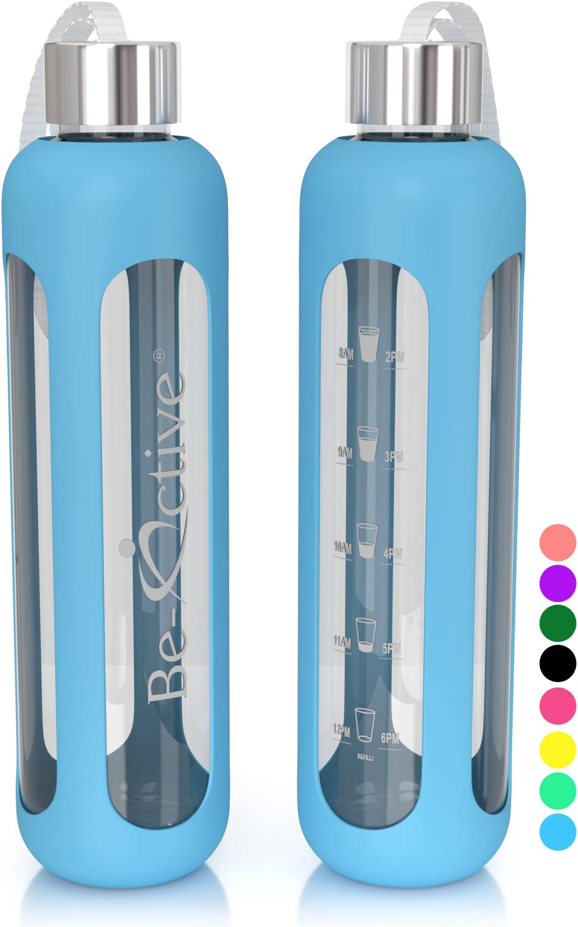 Bouteille D'eau En Verre BKR Lucia 500 Ml - Rouge - Avec Protection Silicone - Rare
