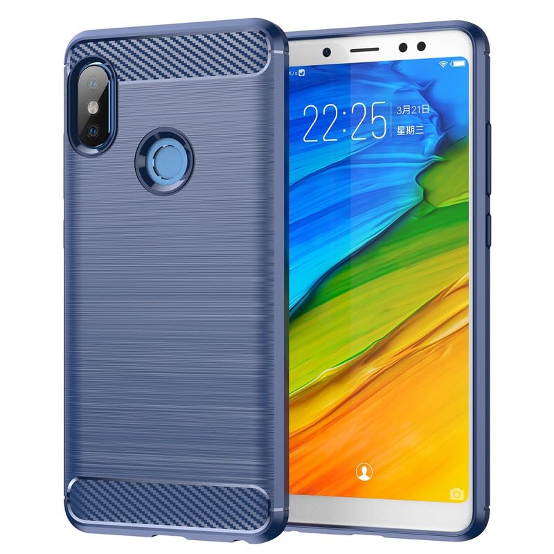 Image of Flexible Back Case Cover for Mi Redmi Note 5 Pro - Blue (Carbon Fibre)