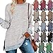 Kenhansion Women's Casual Long Sleeve Tunic Tops Crewneck Pullover Side Split T Shirts Blouses Lightweight Color Block Blouse (Mint Blue,Medium)