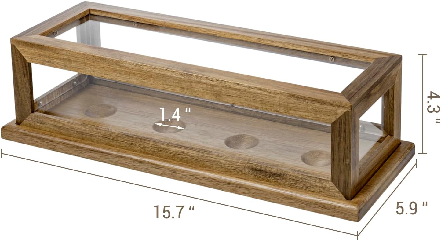 MyGift Baseball Display Case, Premium Acacia Wood and Clear Acrylic Countertop Collectible Baseball Display Case Collectors Showcase Box